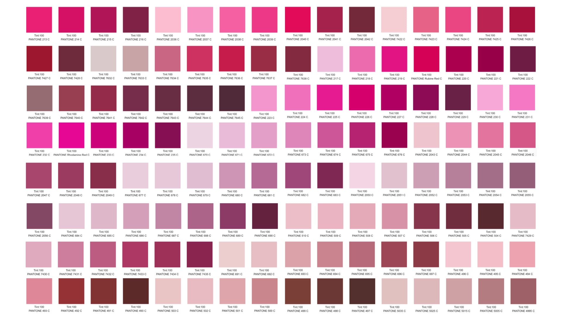 Pantone Color Chart Color Table Pantone FHI System. Vector Color
